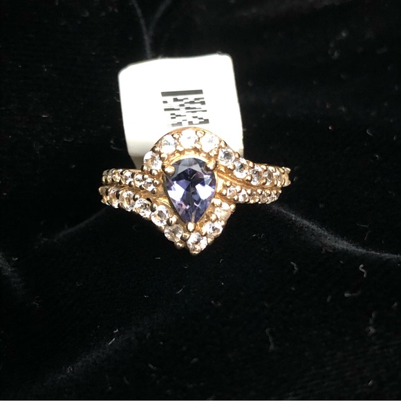Jewelry - Iolite, white topaz ring with diamond accents